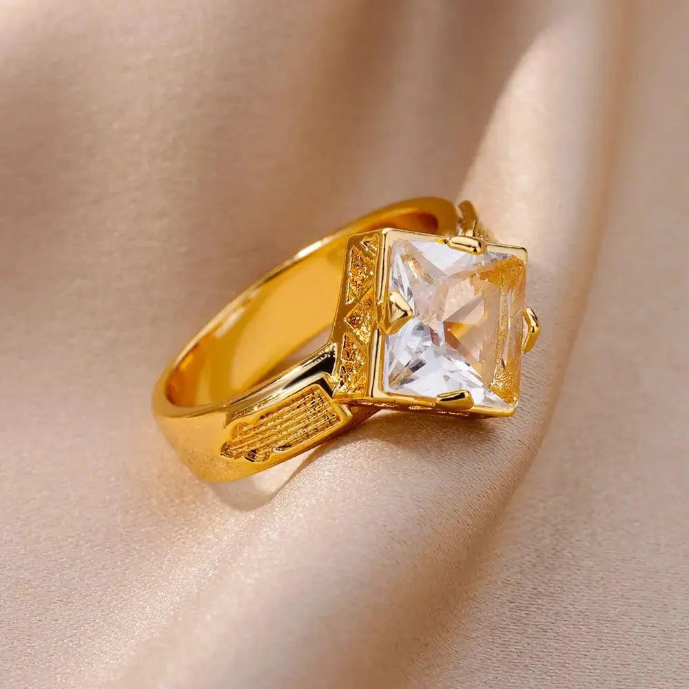Square Zircon Stone Ring TETAEA
