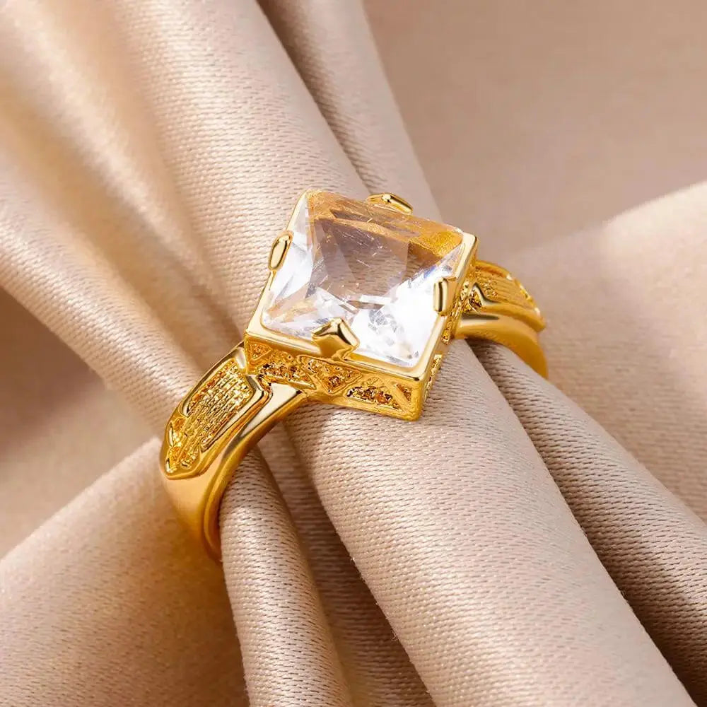 Square Zircon Stone Ring TETAEA