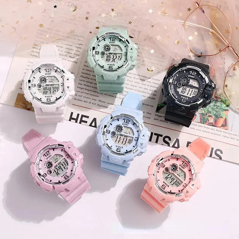 Unisex Fashion Digital Sports Electronic Watch Korean Version Alarm Clock TETAEA