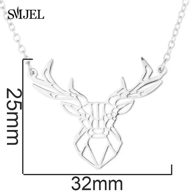 Women's Stainless Steel Geometric Elk Antlers Necklace TETAEA