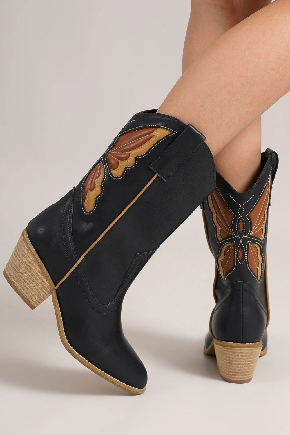 Beast Fashion Butterfly Cut Detail Point Toe Boots Trendsi
