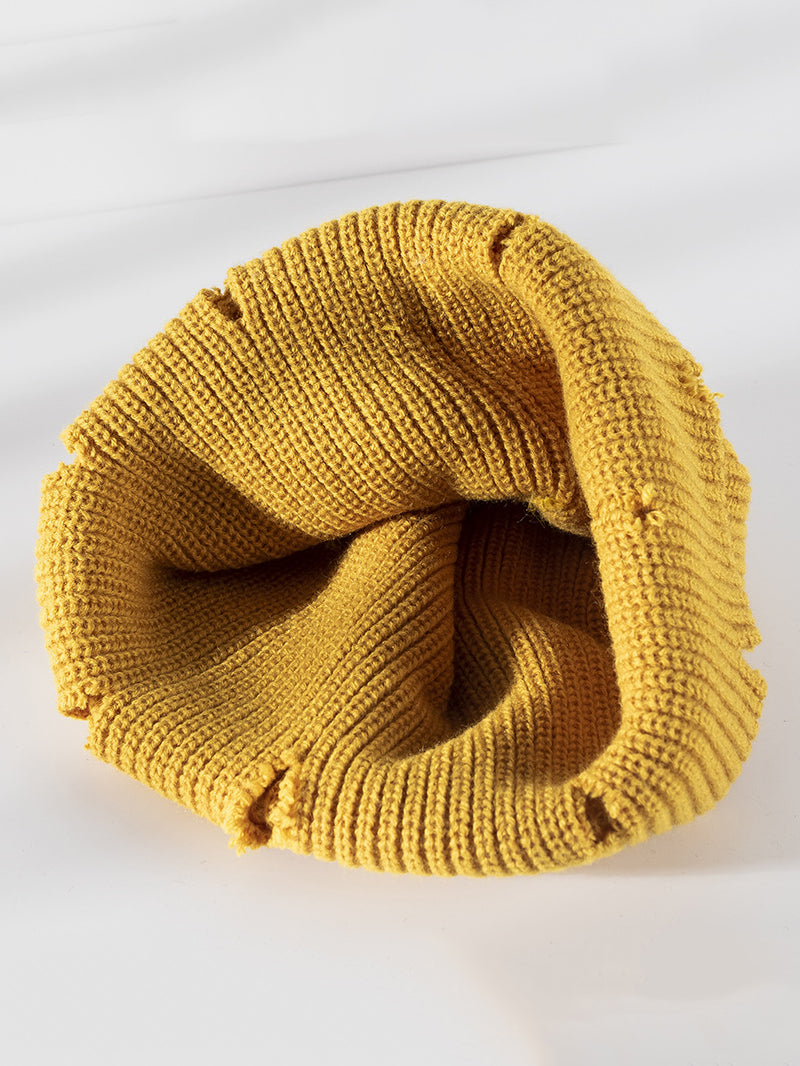 Distressed Cuffed Knit Hat Trendsi