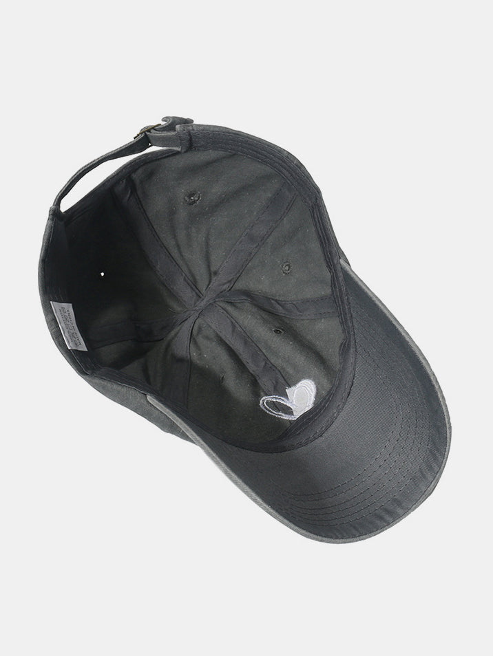 Embroidered Heart Washed Cotton Baseball Cap Trendsi