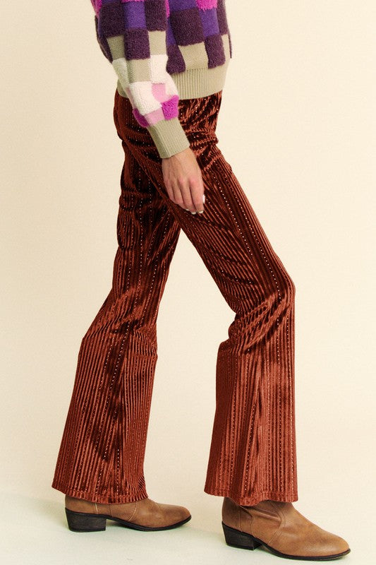 Davi & Dani Elastic Waist Knit Flare Pants Trendsi