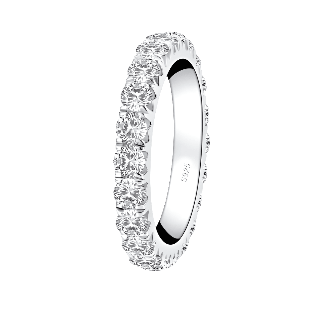 Luxury 925 Sterling Silver Complete Eternity Ring 3.0mm Round Cut Simulated