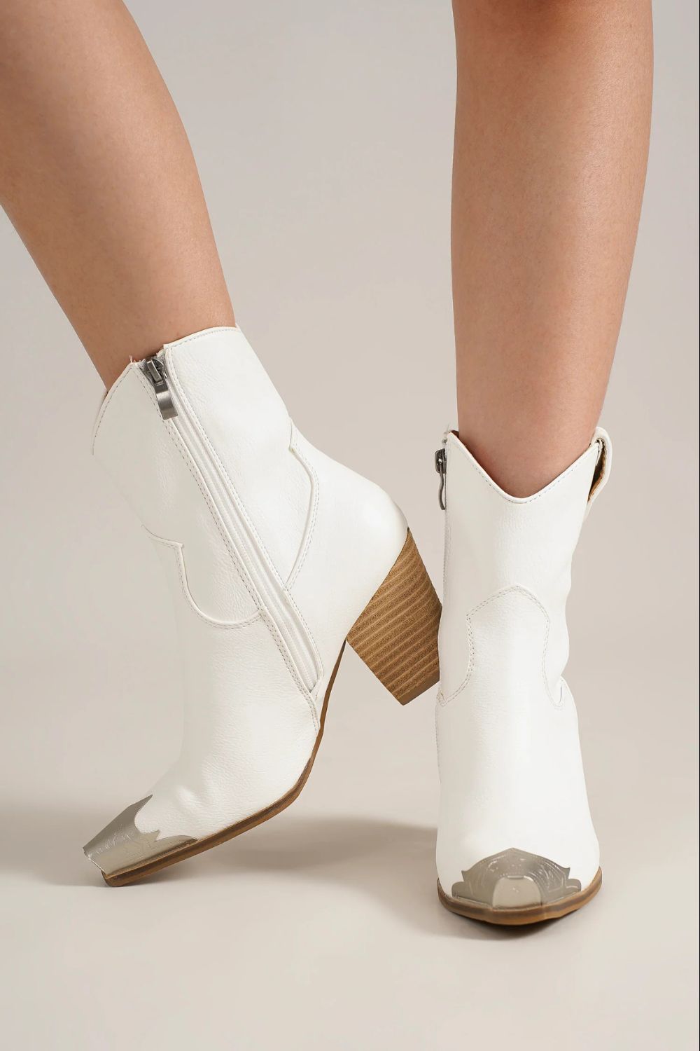 Beast Fashion Faux Leather Block Heel Boots with Side Zippers Trendsi