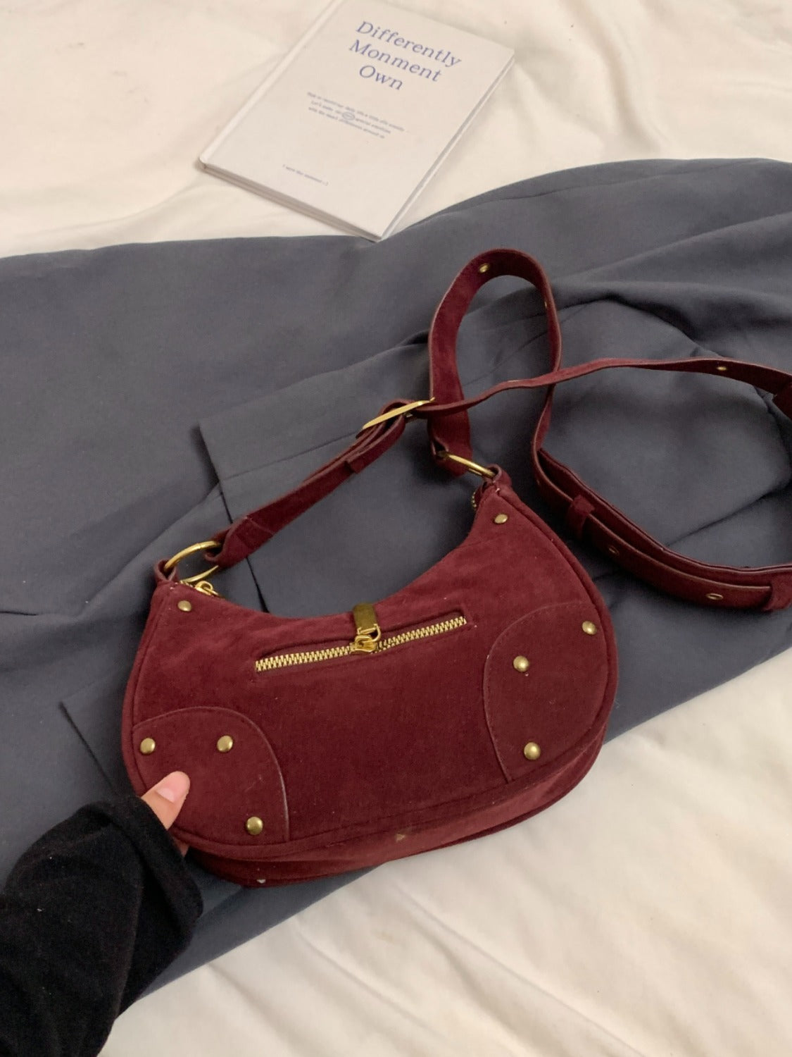 Suede Adjustable Strap Shoulder Bag - TETAEA