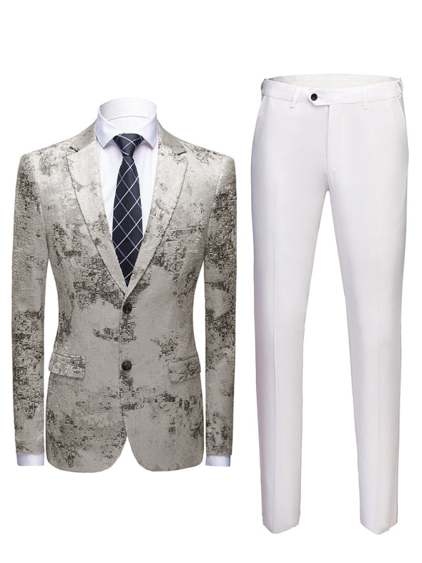 Men's Casual Lapel Woven Knit Blazer Suit kakaclo