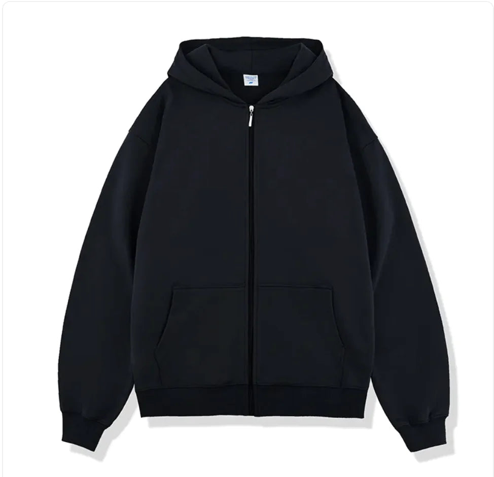 Autumn Winter Terry Hooded Zipper Sweater TETAEA