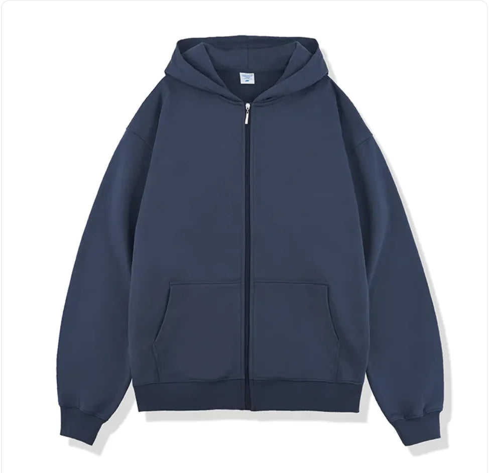 Autumn Winter Terry Hooded Zipper Sweater TETAEA