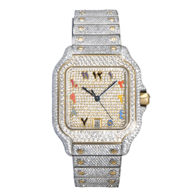 Cartier Santos Men's Luxury Square Stainless Steel Watch with Large Traditional Diamonds(clone)