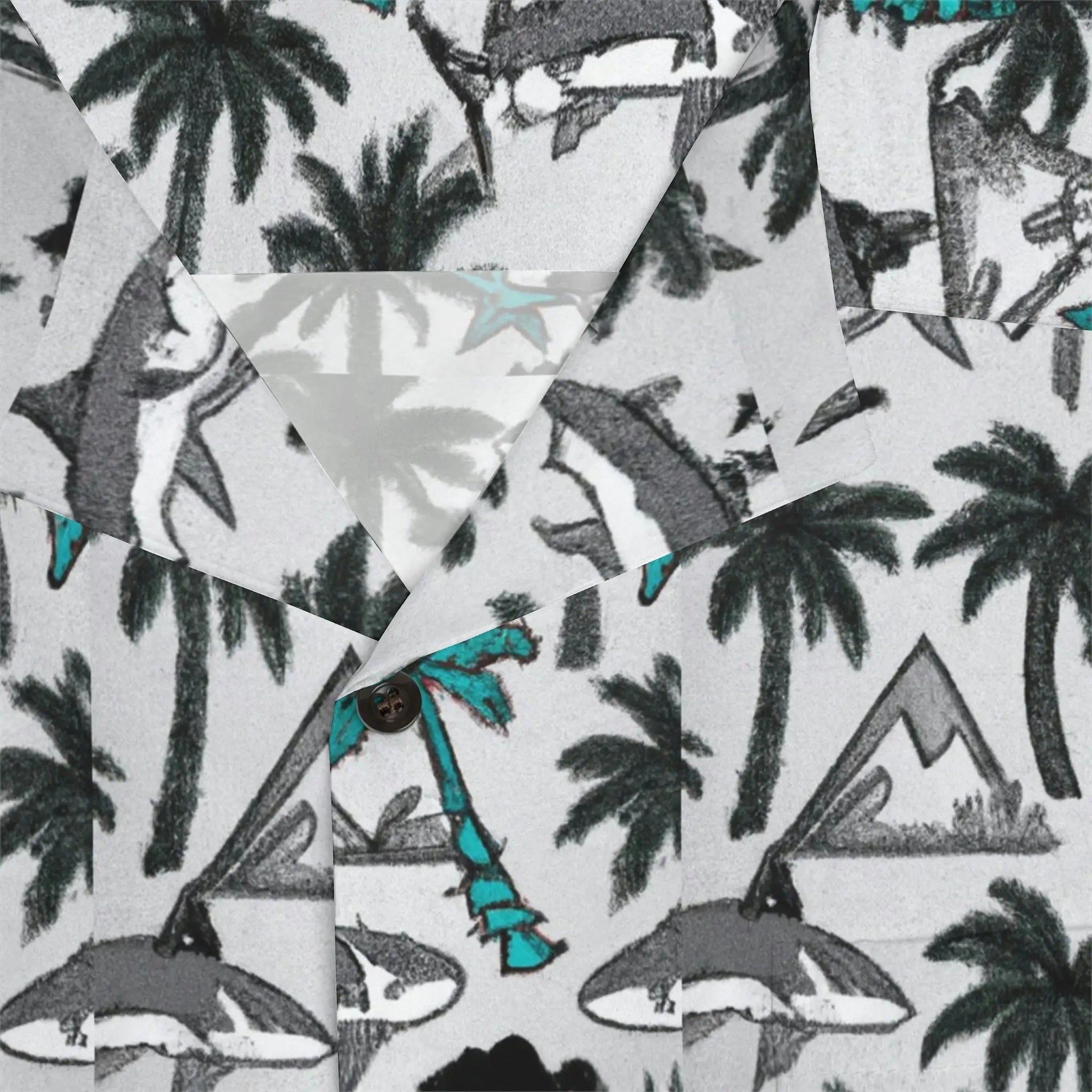 Men's Shark Infested Palms Hawaiian Shirt TETAEA