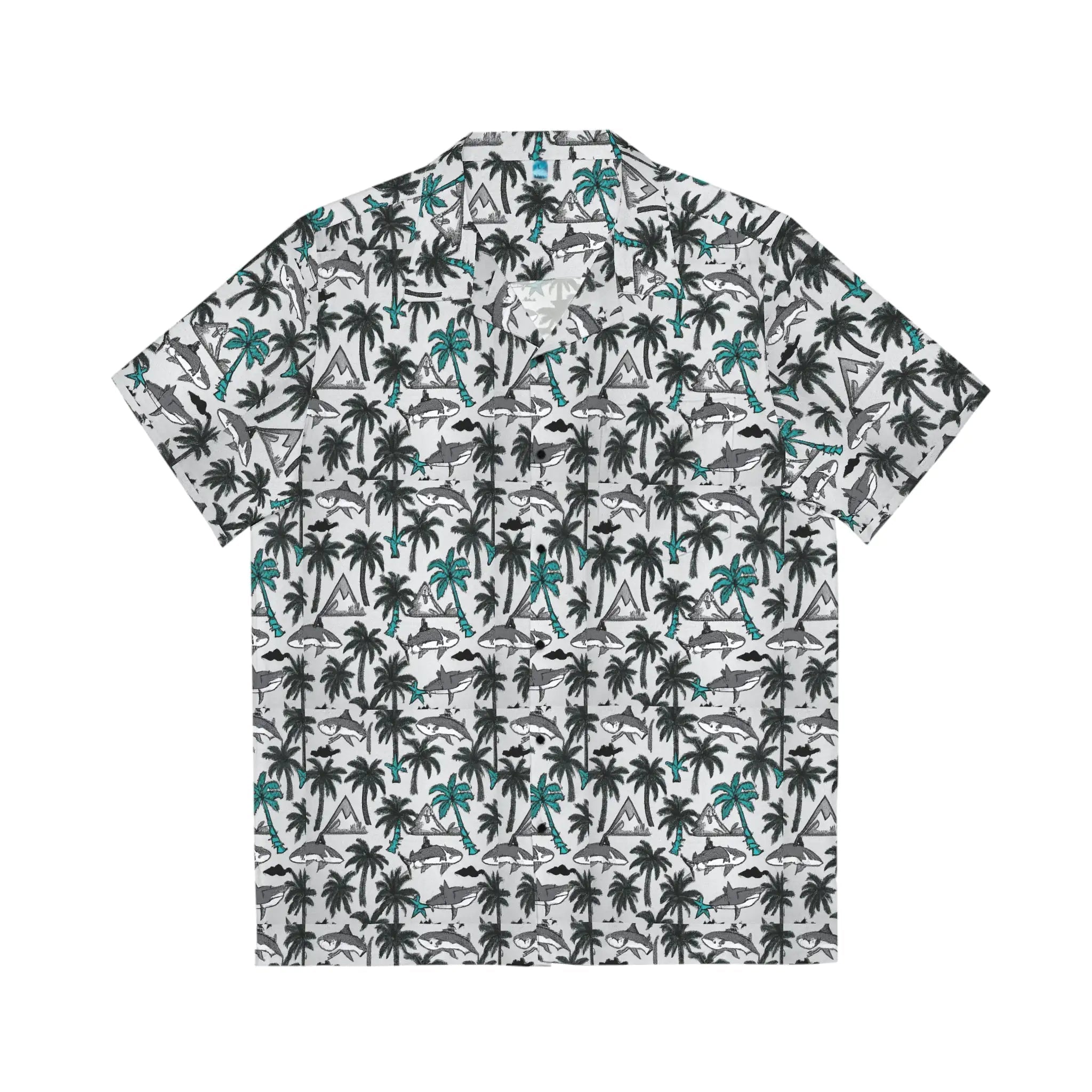 Men's Shark Infested Palms Hawaiian Shirt TETAEA